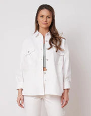 Oversized denim overshirt/White