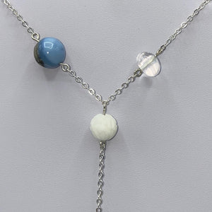 Aquamarine, opal y neckace in sterling silver