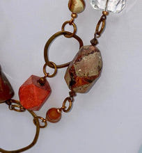 Load image into Gallery viewer, Mexican fire opal, handmade copper links, wooden beads necklace
