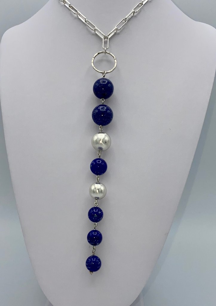 Lapis Lazuli & Silver Y necklace