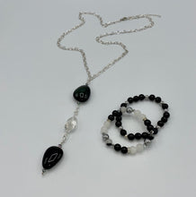 Load image into Gallery viewer, Rainbow Obsidian &amp; Lodolite Quartz Y necklace
