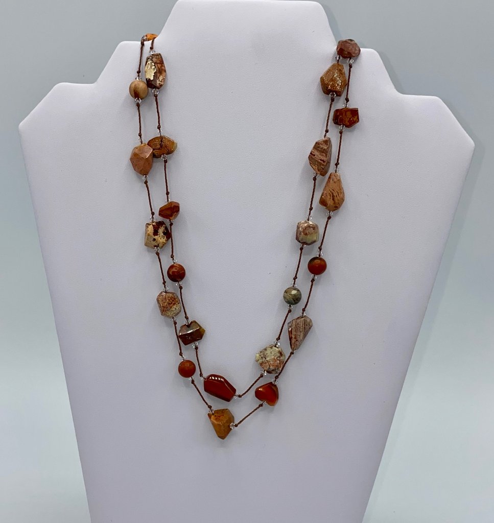 Mexican Fire Opal Knotted Necklace
