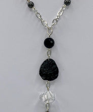Load image into Gallery viewer, Tektite, Faceted Rock Crystal Y necklace
