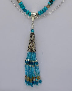 Genuine Turquoise Tassel Necklace
