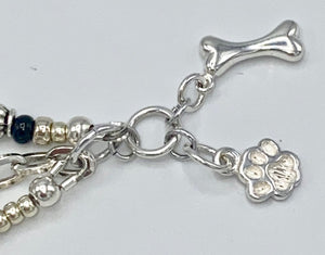 Semi Precious Gemstones in silver 3 strand bracelet