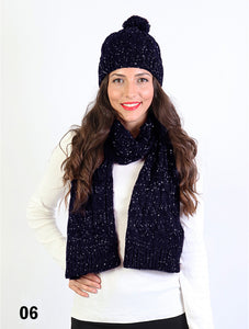 Knit hat and scarf set/black