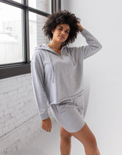 Load image into Gallery viewer, Grey Mix Crop Hoodie with Zip
