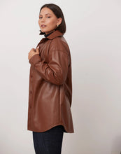 Load image into Gallery viewer, OVERSIZED VEGAN LEATHER OVERSHIRT / DARK BROWN

