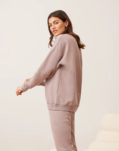Oversized crew neck/taupe pink