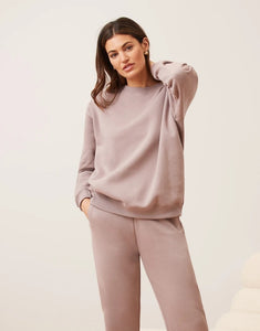 Oversized crew neck/taupe pink