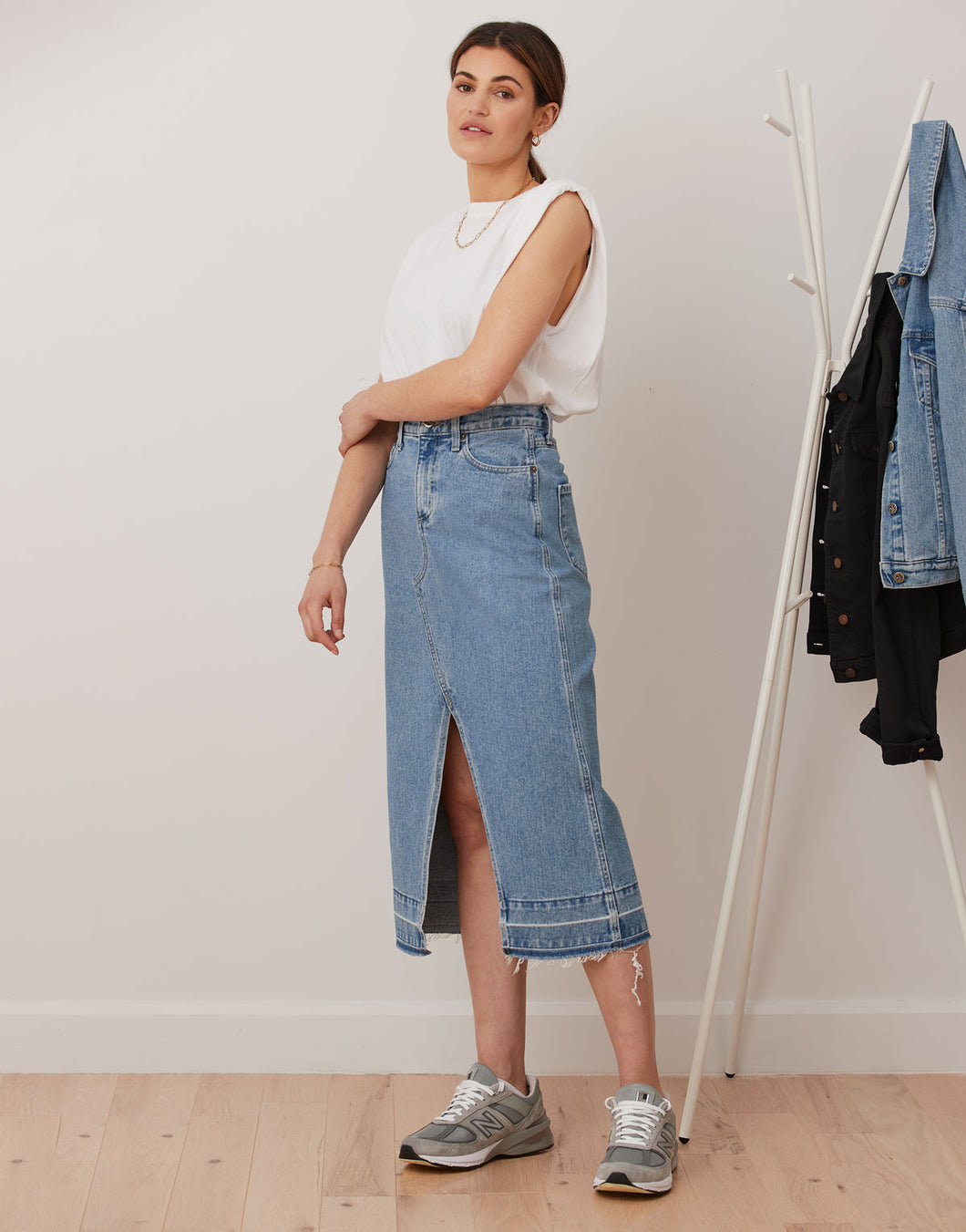 Denim a-line skirt with front slit/Jude – Mirella's Ladies Boutique