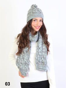 Knit hat and scarf set/grey