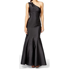 Load image into Gallery viewer, JS Collections size 12 black one shoulder gown

