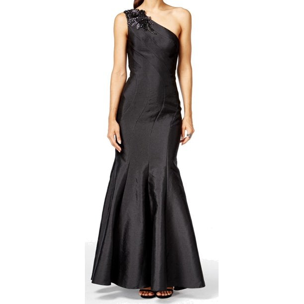 JS Collections size 12 black one shoulder gown