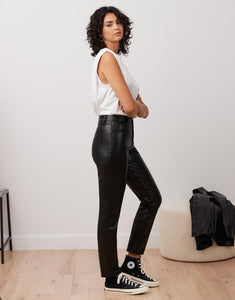 Emily slim vegan leather pant/black