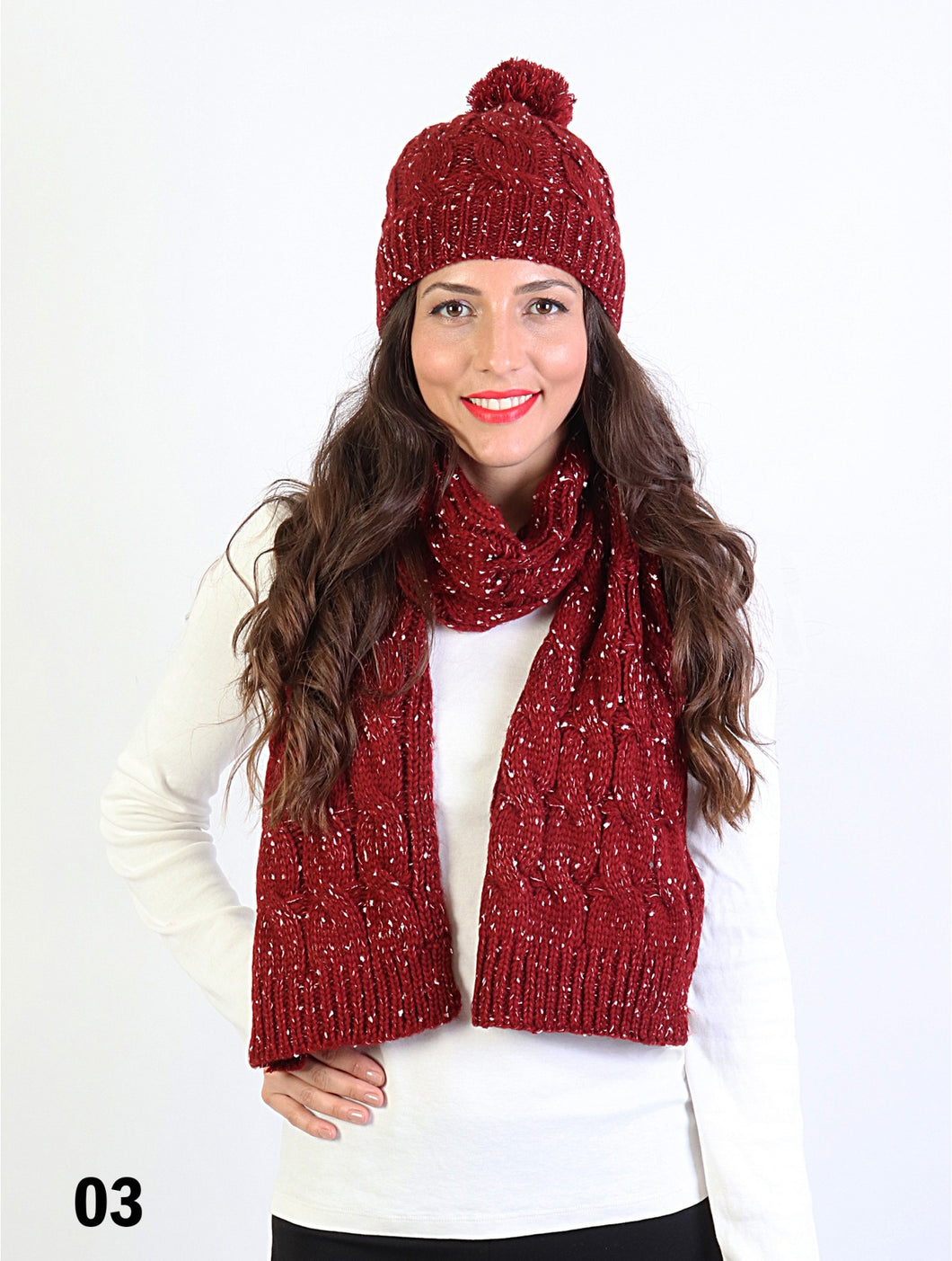Knit hat and scarf/ burgundy