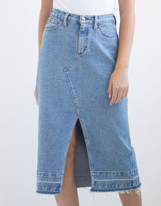 Denim a-line skirt with front slit/Jude