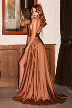 Load image into Gallery viewer, Satin long gown/side leg slit - grad/prom/bridesmaids dress
