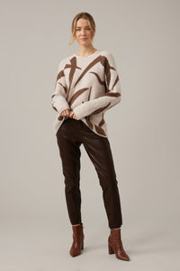 Stunning 2 tone sweater/brown oatmeal